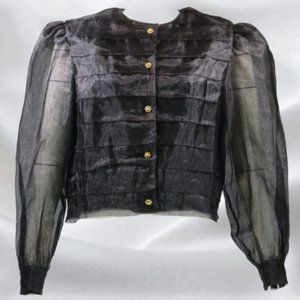 Bianca Black Chiffon Blouse in Size 10